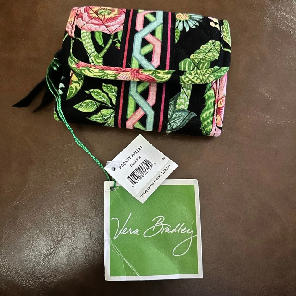 Vera Bradley Women's Floral Wallet - Black, Green, and Pink